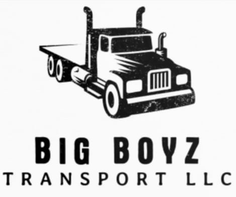 Big Boyz Transport LLC logo featuring a silhouette of a commercial flatbed truck with curved design elements
